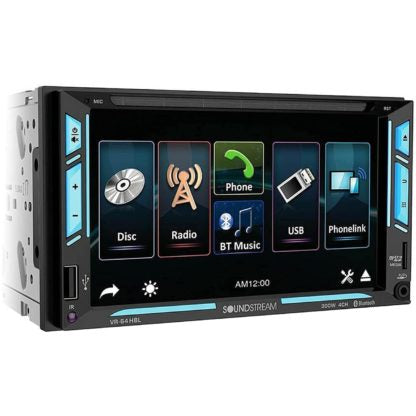 Soundstream VR64HBL 6.2" Double DIN Fixed Face Touchscreen DVD Receiver
