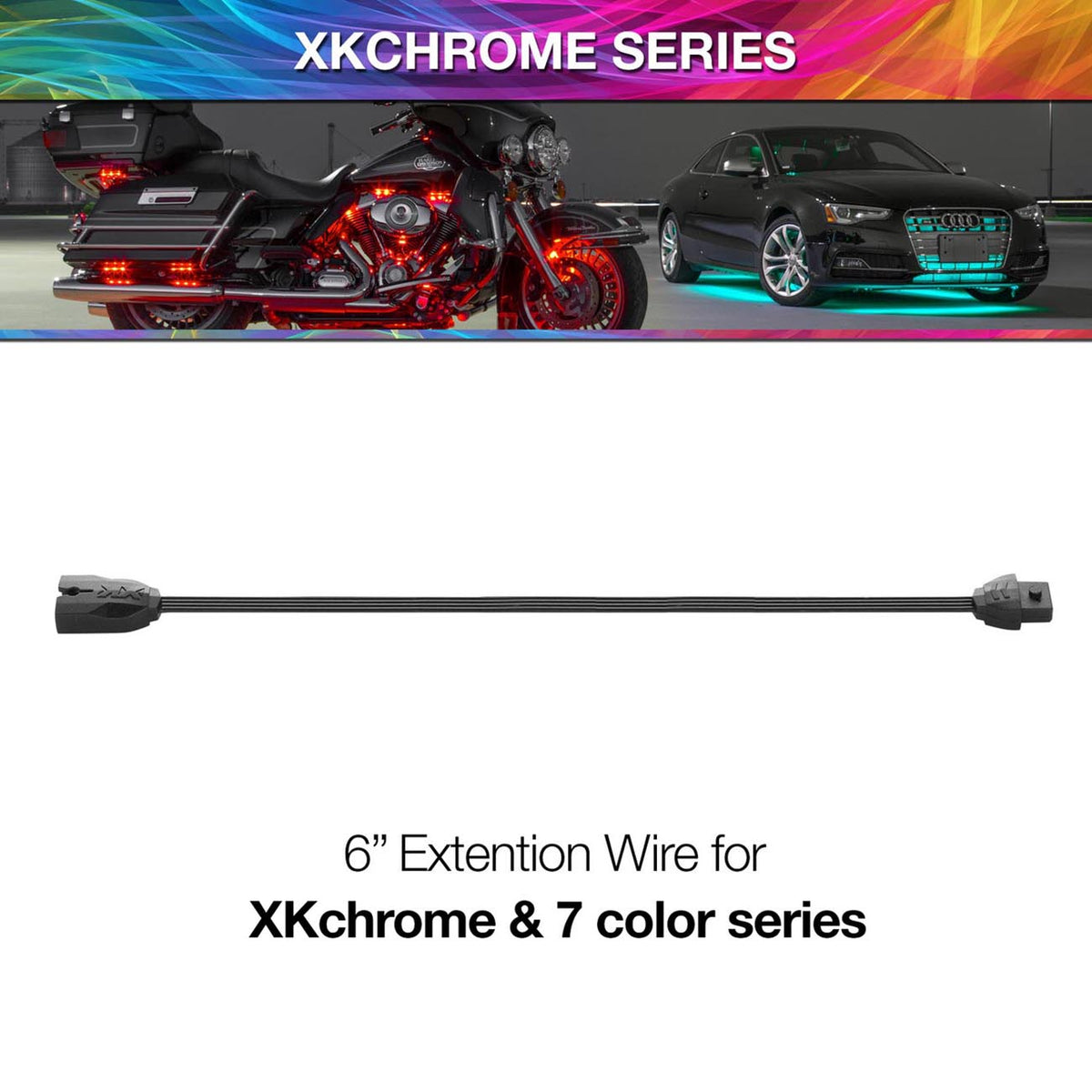 XKGLOW XK4PWIRE6 6 Inch - 4 Pin Extension Wire for XKchrome & 7 Color Series
