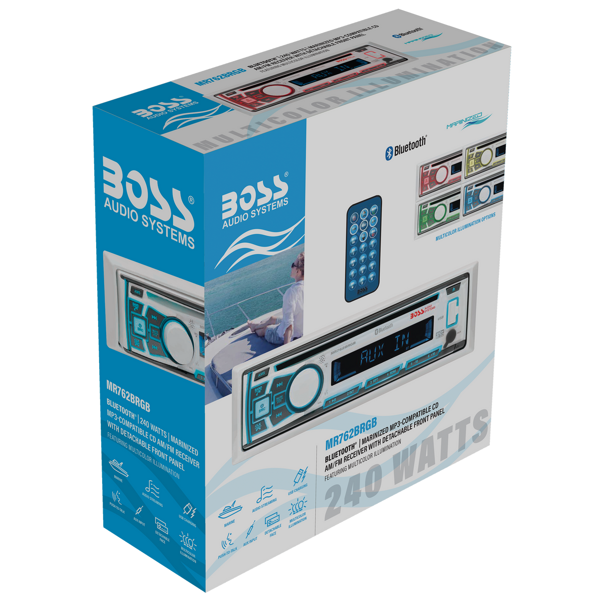 Boss MR762BRBG Marine Bluetooth/MP3/CD/AM/FM aux input remote