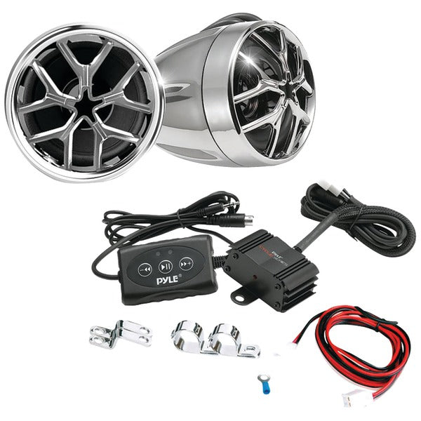 Pyle PLMCA51BT 1,400-Watt Mounted Motorcycle/ATV Amp & Handlebar Speakers w/ BT