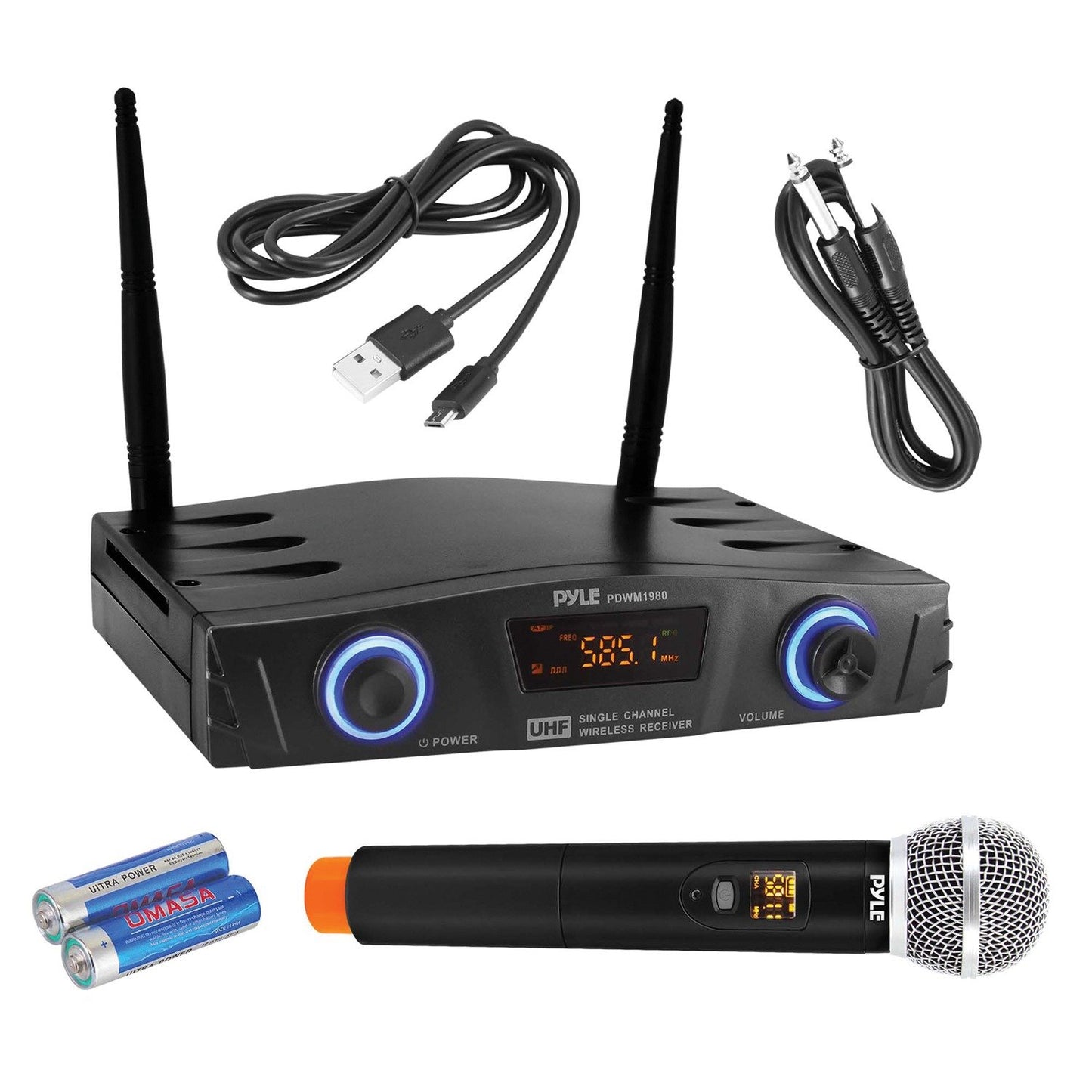Pyle PDWM1980 Compact UHF Pro Wireless Microphone System w/Handheld Microphone