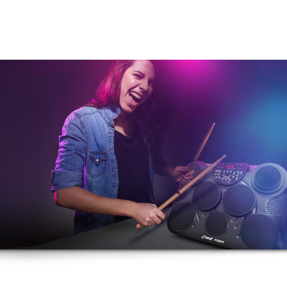 Pyle PTED01 Electronic Table Digital Drum Kit Top w/ 7 Pad Digital Drum Kit