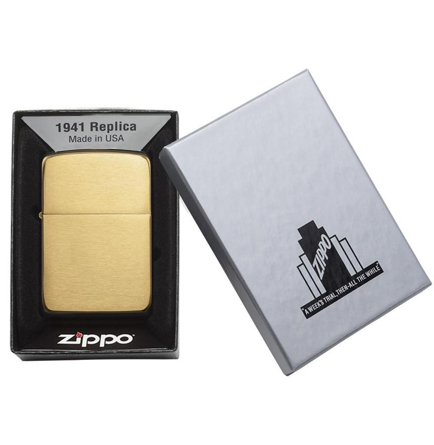 Zippo 1941B Windproof Lighter 1941 Replica, Brushed Brass