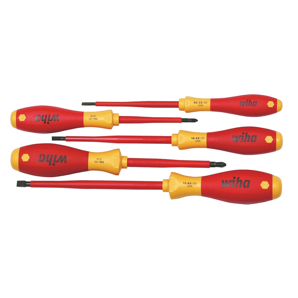 Wiha 32083 SoftFinish Slotted Phillips & Square Screwdriver Set - 5pc Set