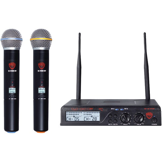 Nady U-2100 HT BAND A/B Dual UHF 100-Channel Wireless Handheld Microphone System