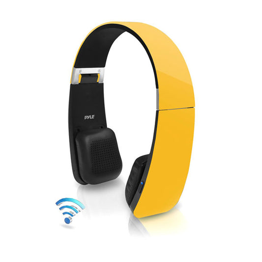 Pyle PHBT6Y Yellow Bluetooth 2-in-1 Stereo Headphones w/ Built-in Microphone