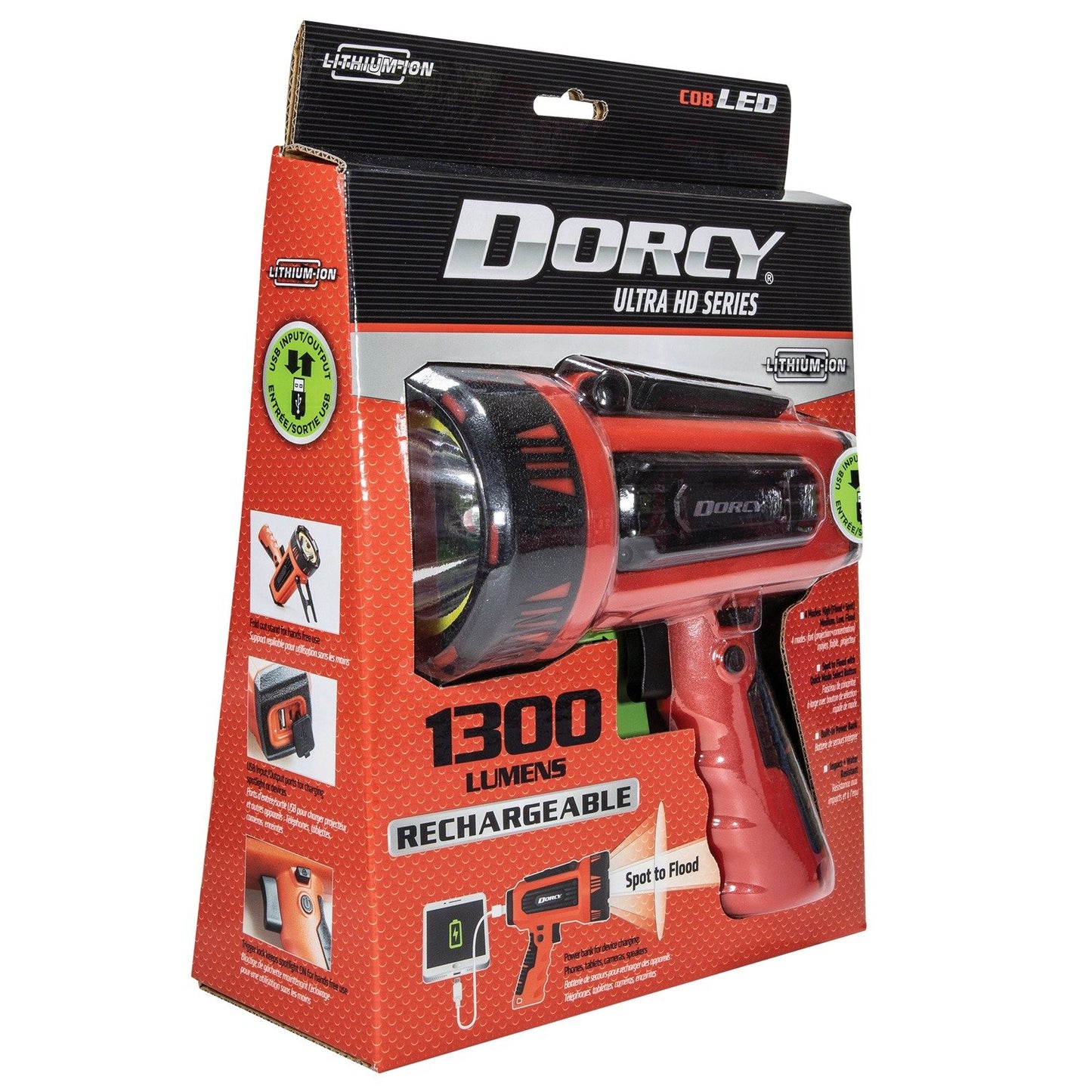 Dorcy 41-4356 Ultra USB Rechargeable 1,300-Lumen Spotlight