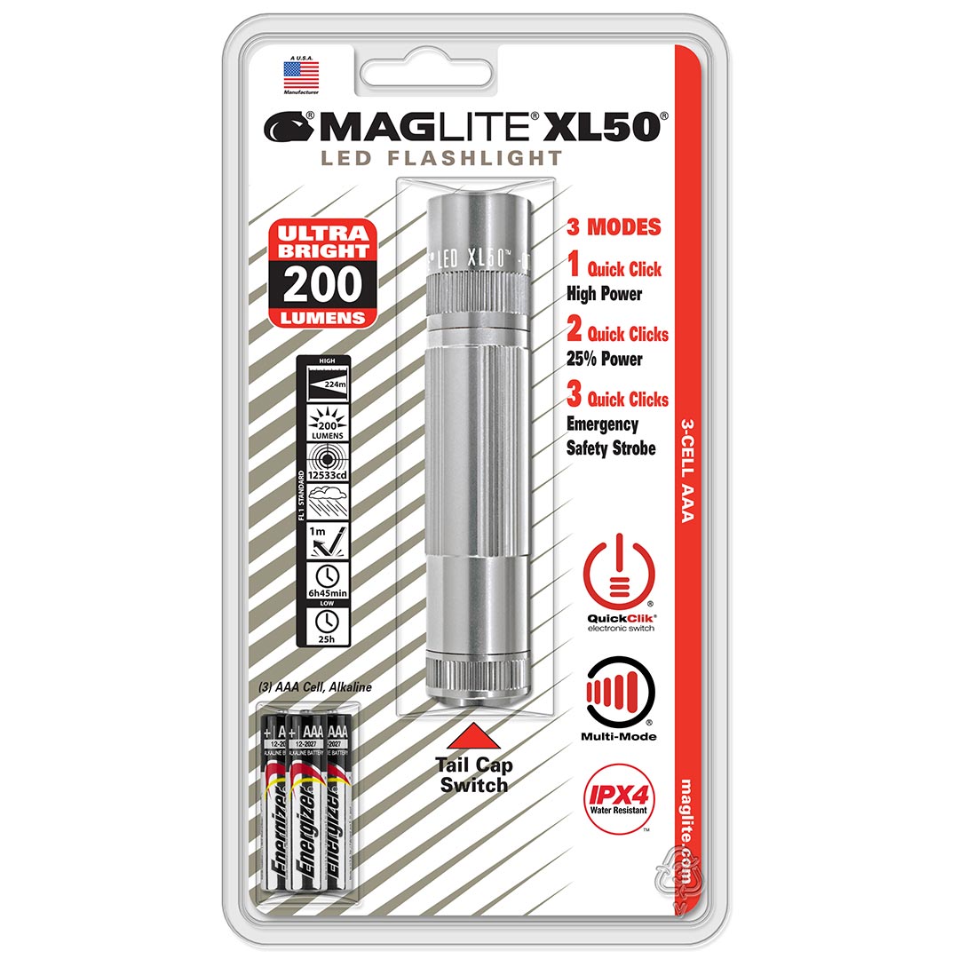MAGLITE XL50S3106 LED 3-Cell AAA Flashlight, Silver