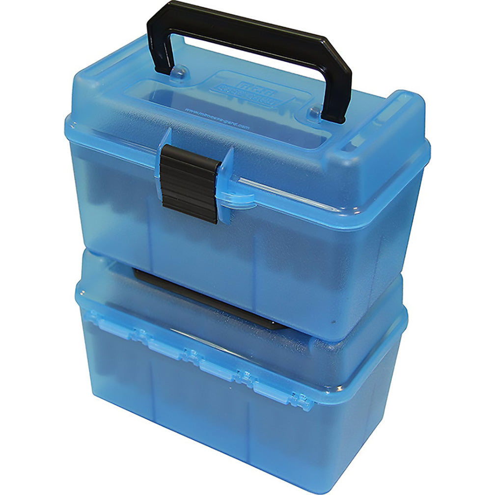 MTM H50RS24 Deluxe Ammo Box 50 Round 223 Rem/7.62 x 37 (Clear Blue)