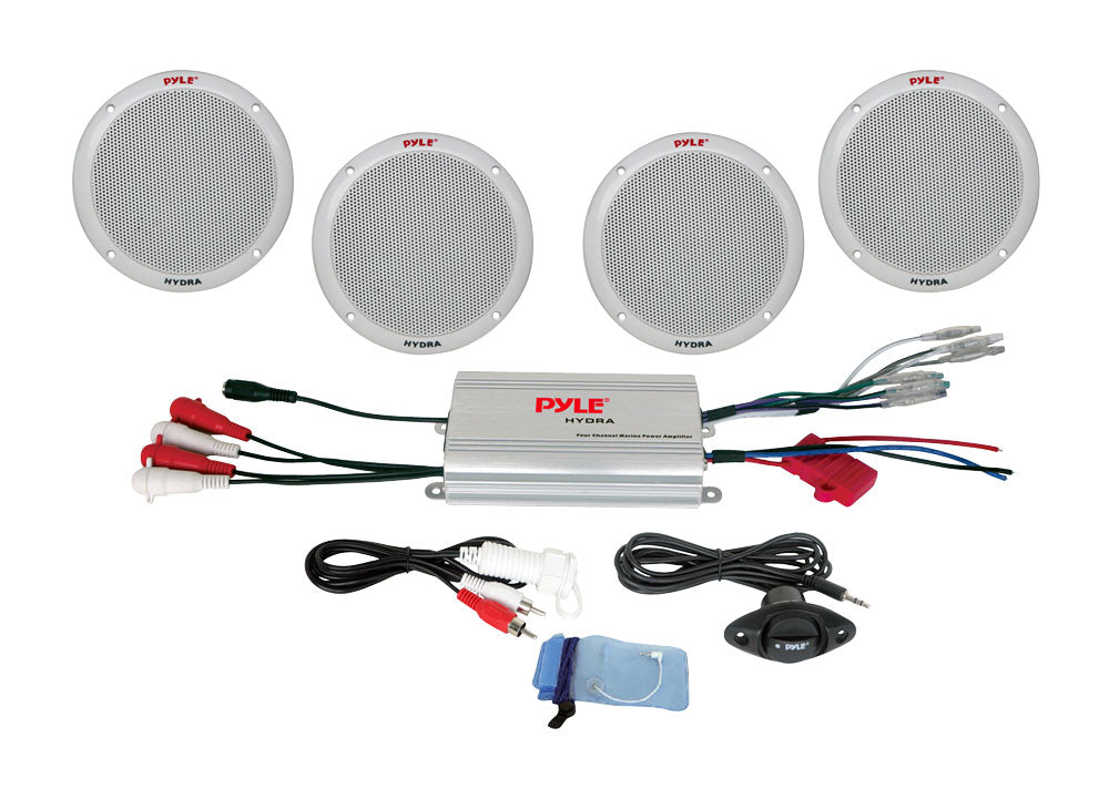 Pyle PLMRKT4A 4 Channel Waterproof MP3/ iPod Amplified 6.5'' Marine Speaker System