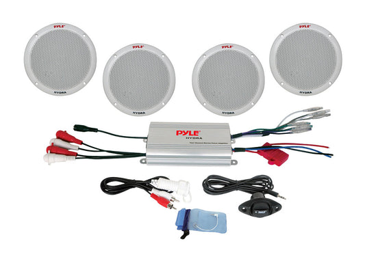 Pyle PLMRKT4A 4 Channel Waterproof MP3/ iPod Amplified 6.5'' Marine Speaker System
