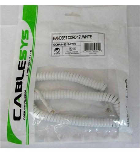 Cablesys 1200WH Gcha444012-fwh / 12' White Handset Cord