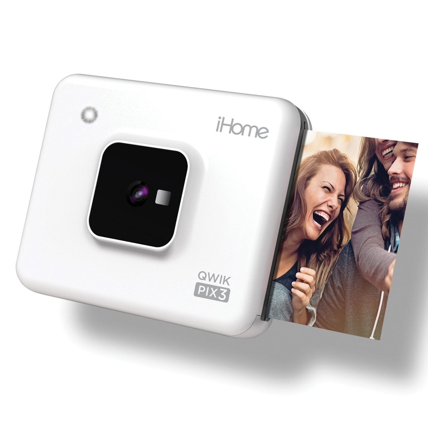 Ihome IHCP33-W QUIKPIX3 Square 2-in-1 Instant Print Camera, 3"x3" Prints
