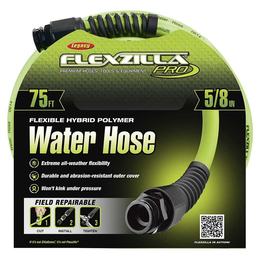Flexzilla HFZWP575 Pro Water Hose 5/8In X 75Ft 3/4In 11 1/2 Ght Fittings