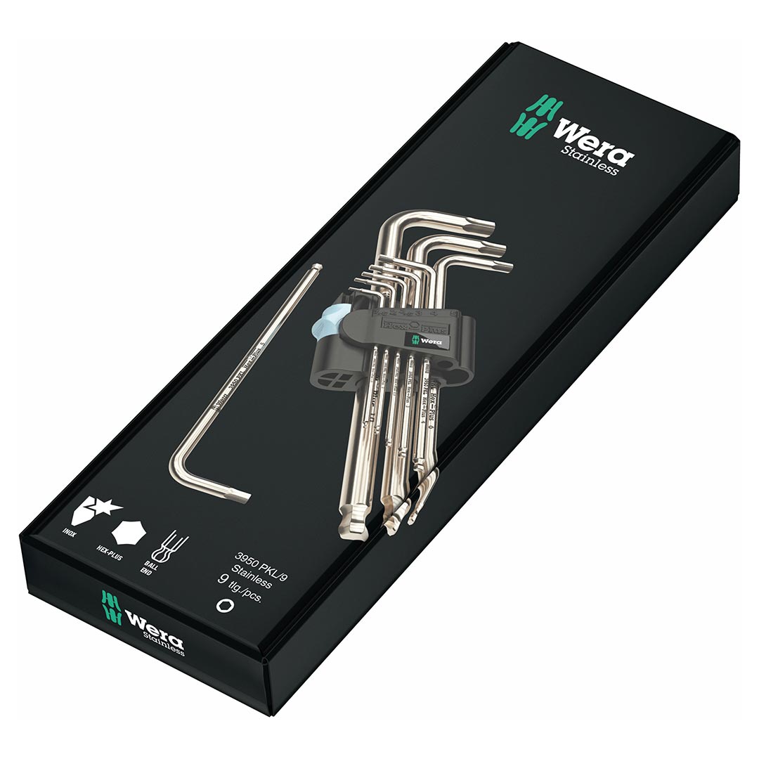 Wera 05073544001 Metric Hex-Plus Stainless Steel L-Key Wrench Set (9-Piece Set)