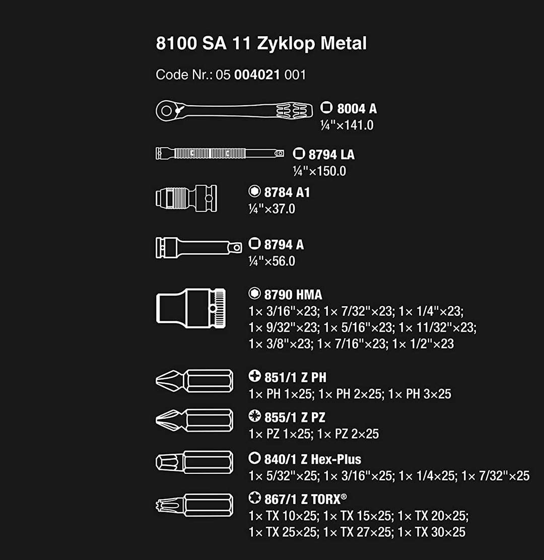 Wera 05004021001 SAE 1/4 Drive Ratchet Set (28 Piece)