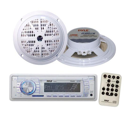 Marine Stereo AM/FM Radio Receiver USB/SD MP3 Player & 2 x 100W 5.25" Speakers