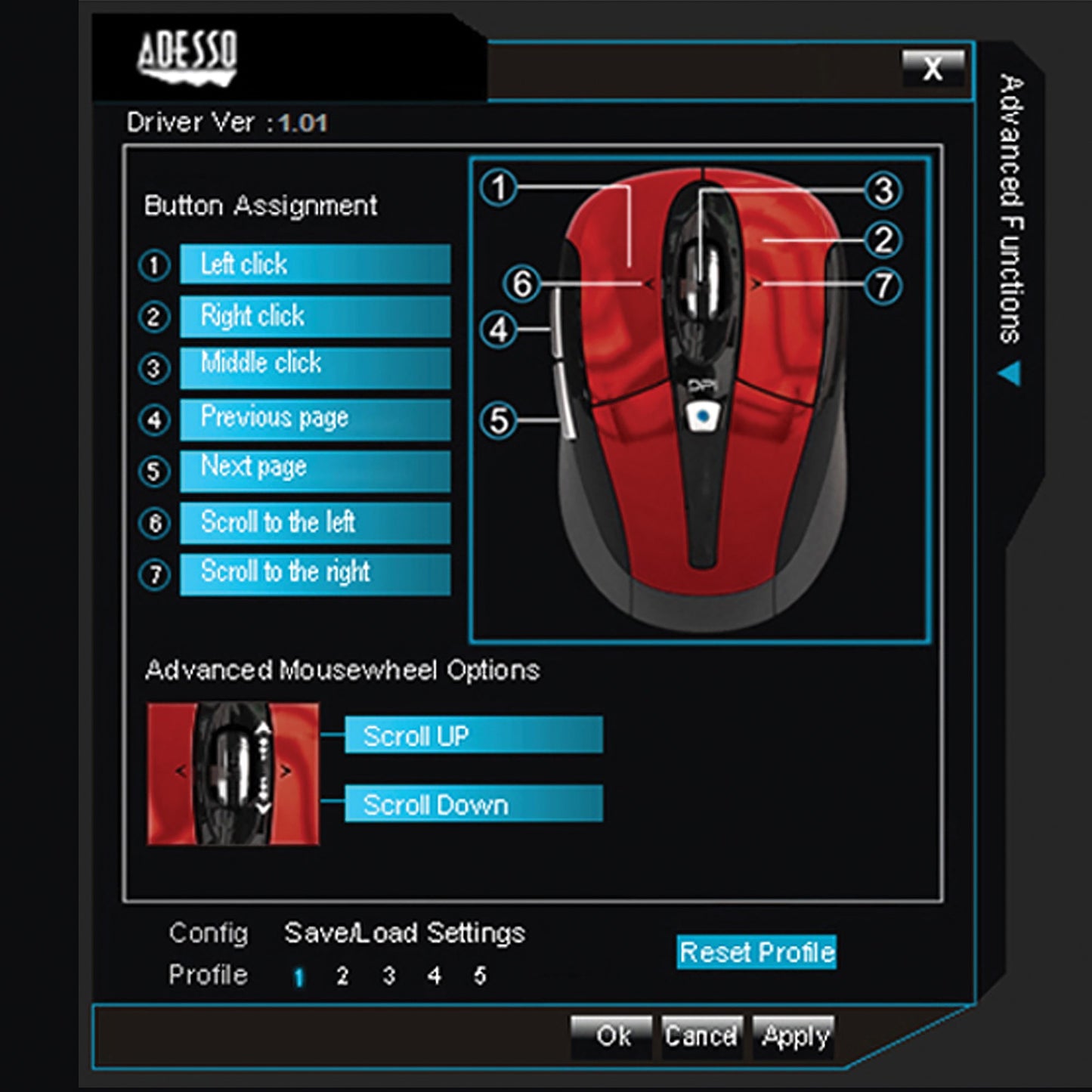 Adesso IMOUSE S60R iMouse S60 2.4 GHz Wireless Programmable Nano Mouse (Red)
