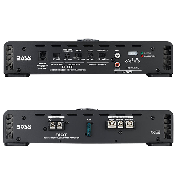BOSS AUDIO R1100M Riot 1100-Watt Monoblock, Class A/B 2 to 8 Ohm Stable Monoblock Amplifier with Remote Subwoofer Level Control