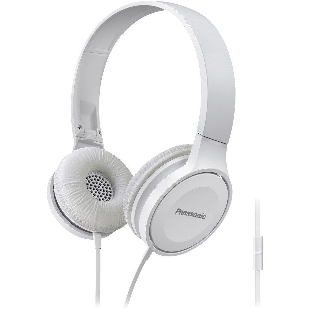 Panasonic RP-HF100M-W Lightweight On-Ear Headphones w/Microphone (White)