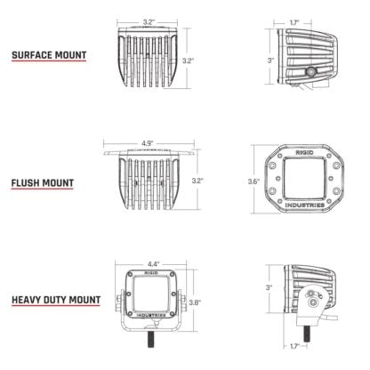Rigid Industries 212213BLK 3" x 3" D-Series Pro Flush Mount Spot Lights