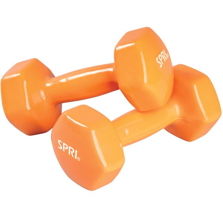 SPRI DB8 Deluxe Vinyl Dumbbells 8lb Pair Dark Brown