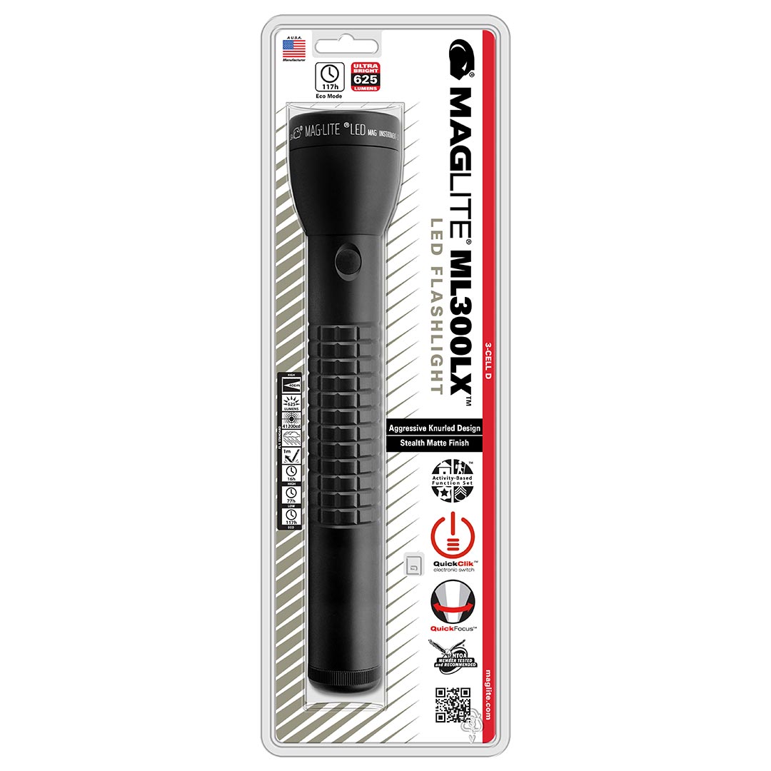 Maglite ML300LXS3CC6 3 Cell D Led Flashlight Black-Blister Pack
