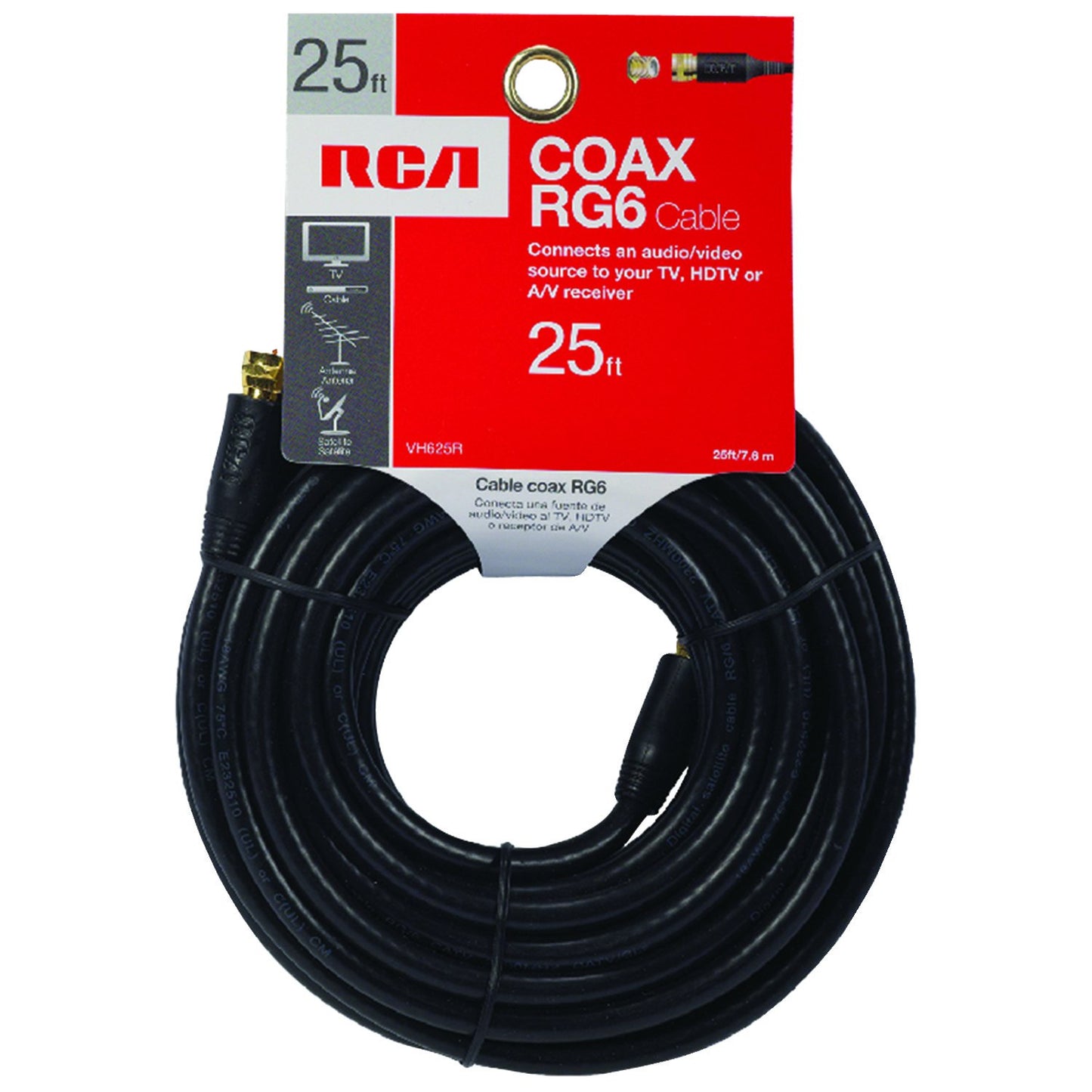 RCA VH625R RG6 Coaxial Cable (25ft; Black)