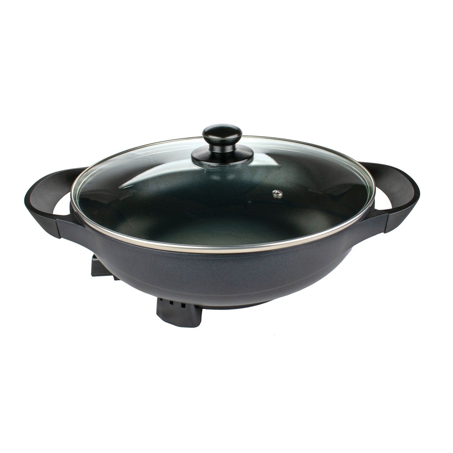 Brentwood Appl. SK-69BK 13" Non-Stick Flat-Bottom Wok Skillet w/Vented Glass Lid