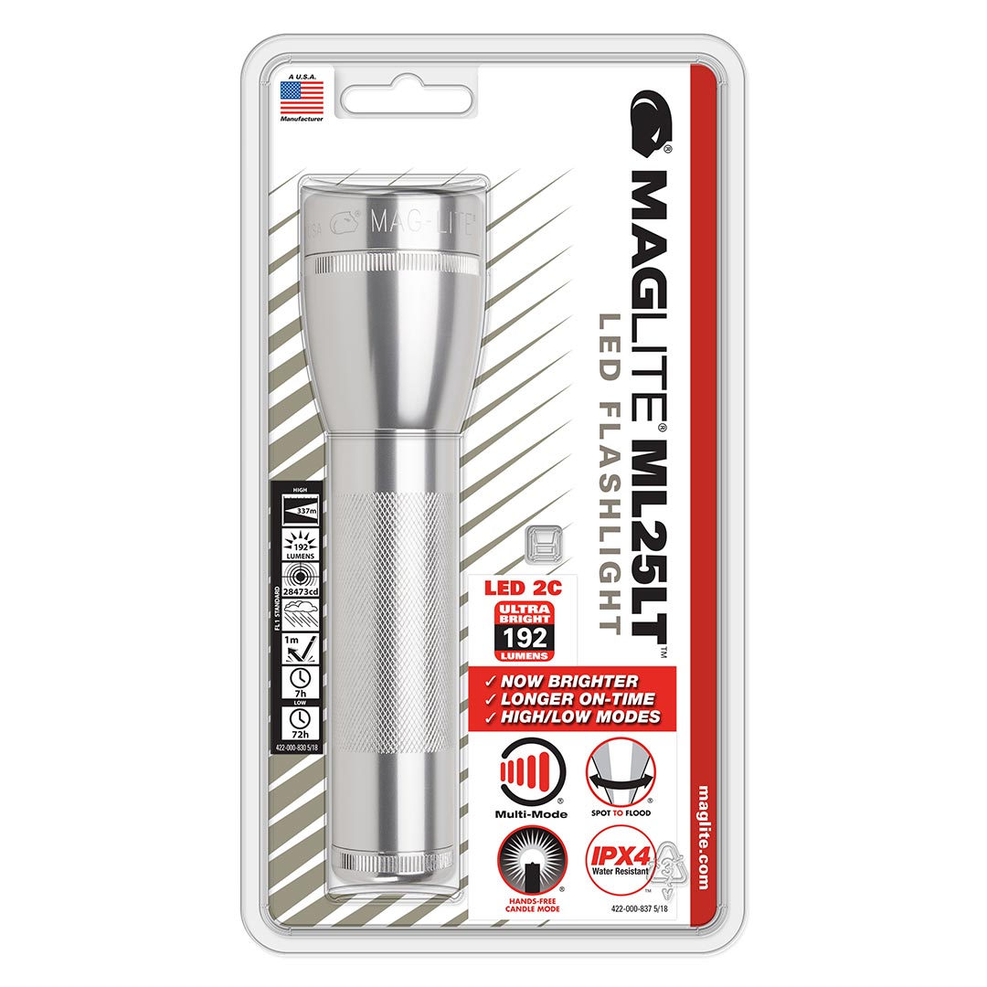 MAGLITE ML25LTS2106 LED 2-Cell C Flashlight, Silver