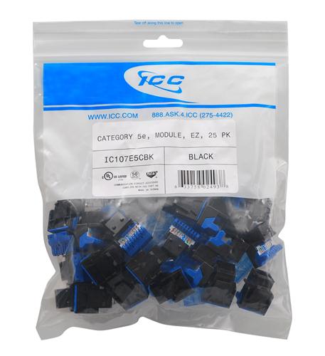 Icc CAT5JKPK-BK Ic107e5cbk - 25 Pack Cat5 Jack - Black