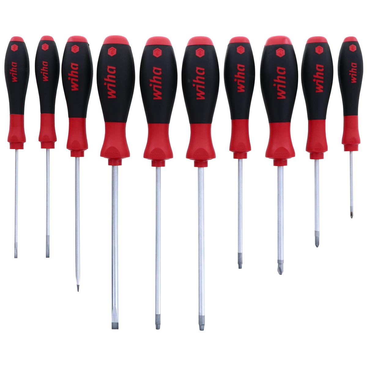 Wiha 30290 SoftFinish Slotted/Phillips/Square Screwdriver – 10 Piece Set