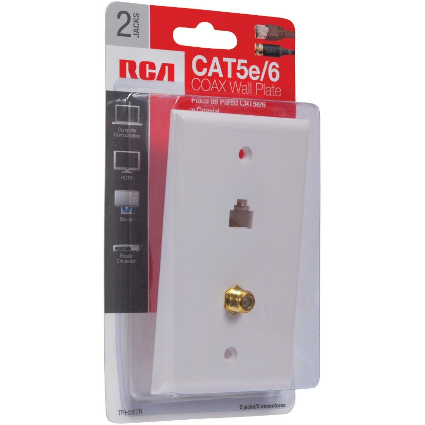 RCA TPH557R CAT-5E/6 F & Coaxial Connector Wall Plate