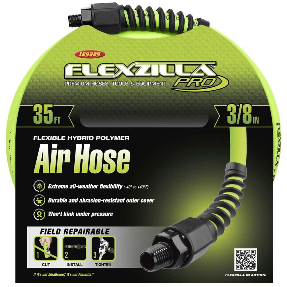 Flexzilla HFZP3835YW2 Pro Air Hose 3/8In X 35Ft 1/4In MNPT Fittings