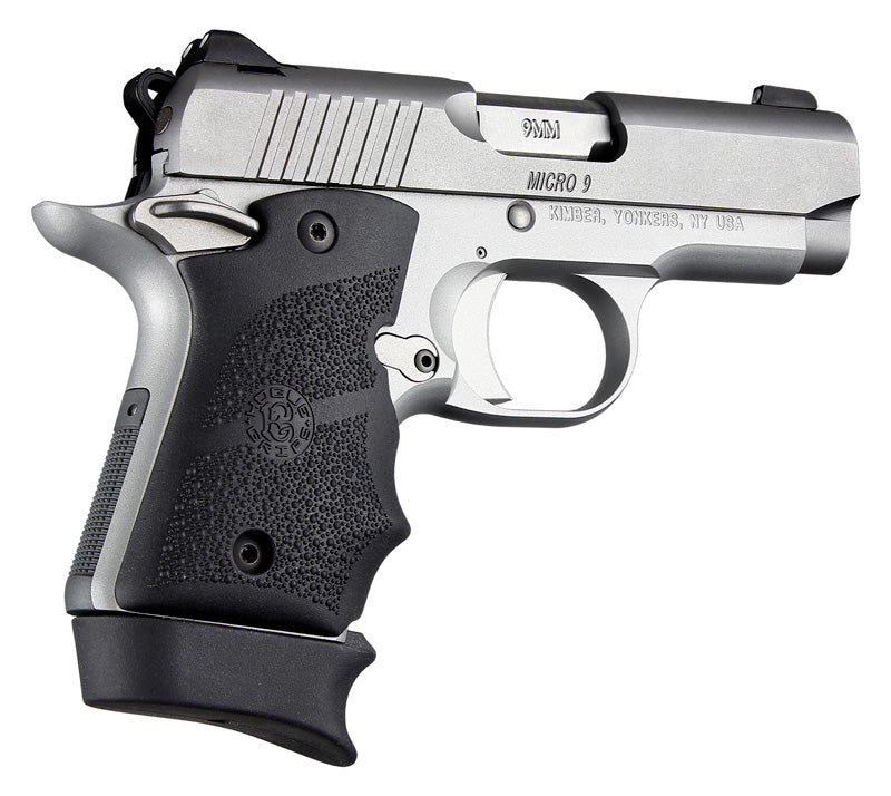 Hogue 39080 Kimber Micro 9 (Ambi Safety): Black Rubber Grip With Finger Grooves