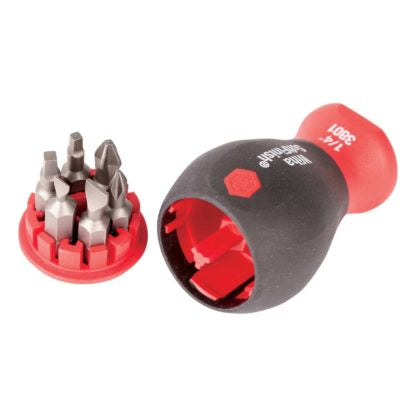 Wiha 38048 6-in-1 Stubby Bit Holder: Slotted/Phillips/Square Set (7 Piece Set)