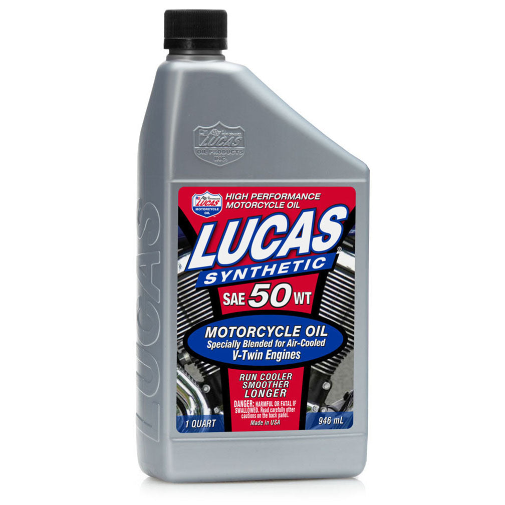 1 Bottle 10765 les Lucas Oil Synthetic Sae 50 Wt Motorcycle V-Twin Oil 1 Quart