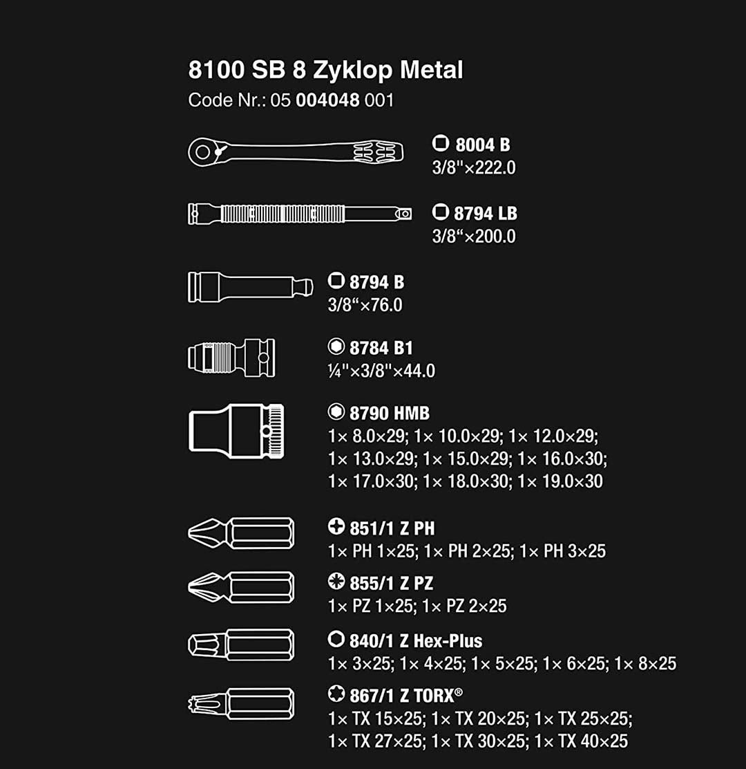 Wera 05004048001 Metric 3/8 Drive Ratchet Set (29 Piece)
