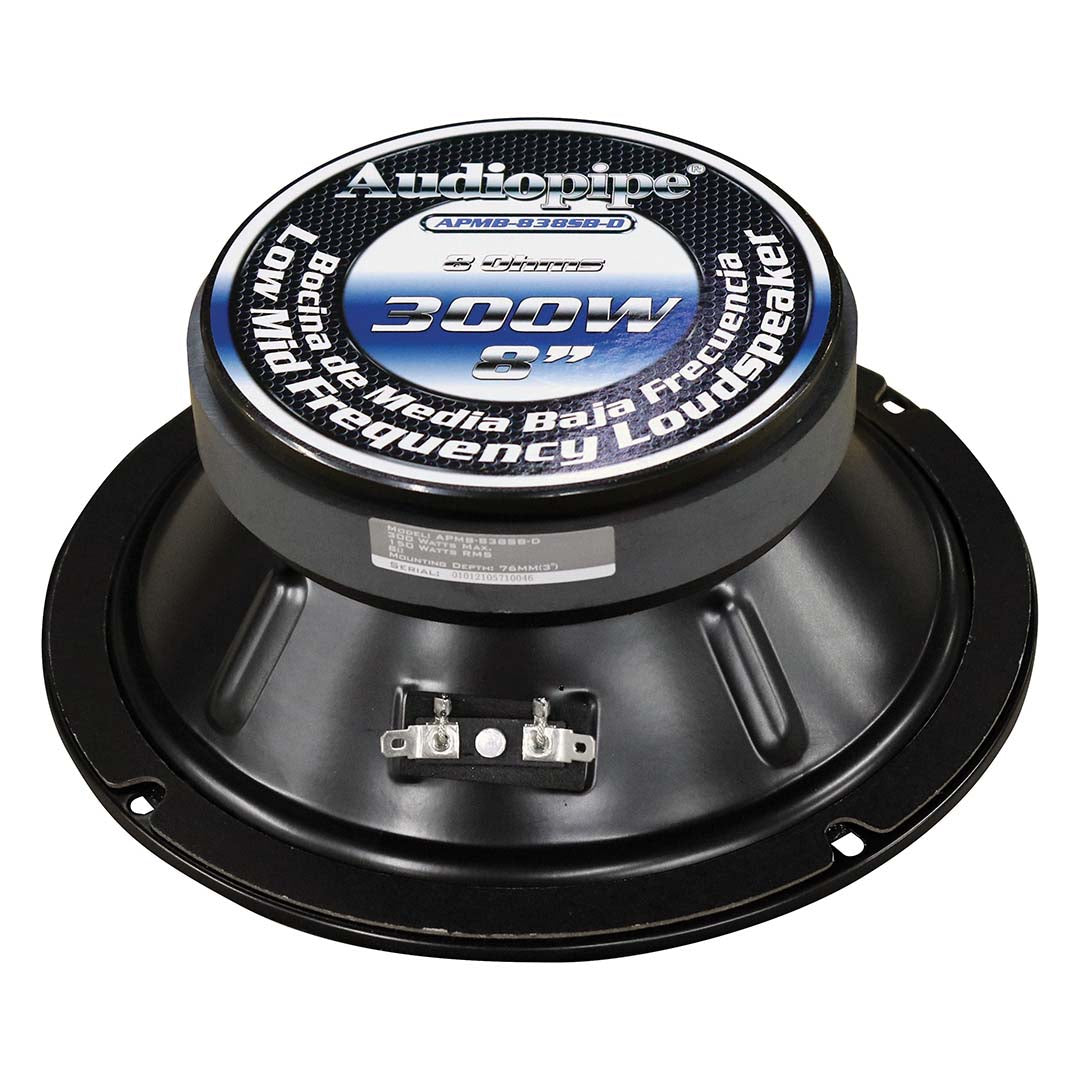 Audiopipe APMB838SBD 8" Low Mid Frequency Speaker, 150W RMS/300W Max, 8 Ohm