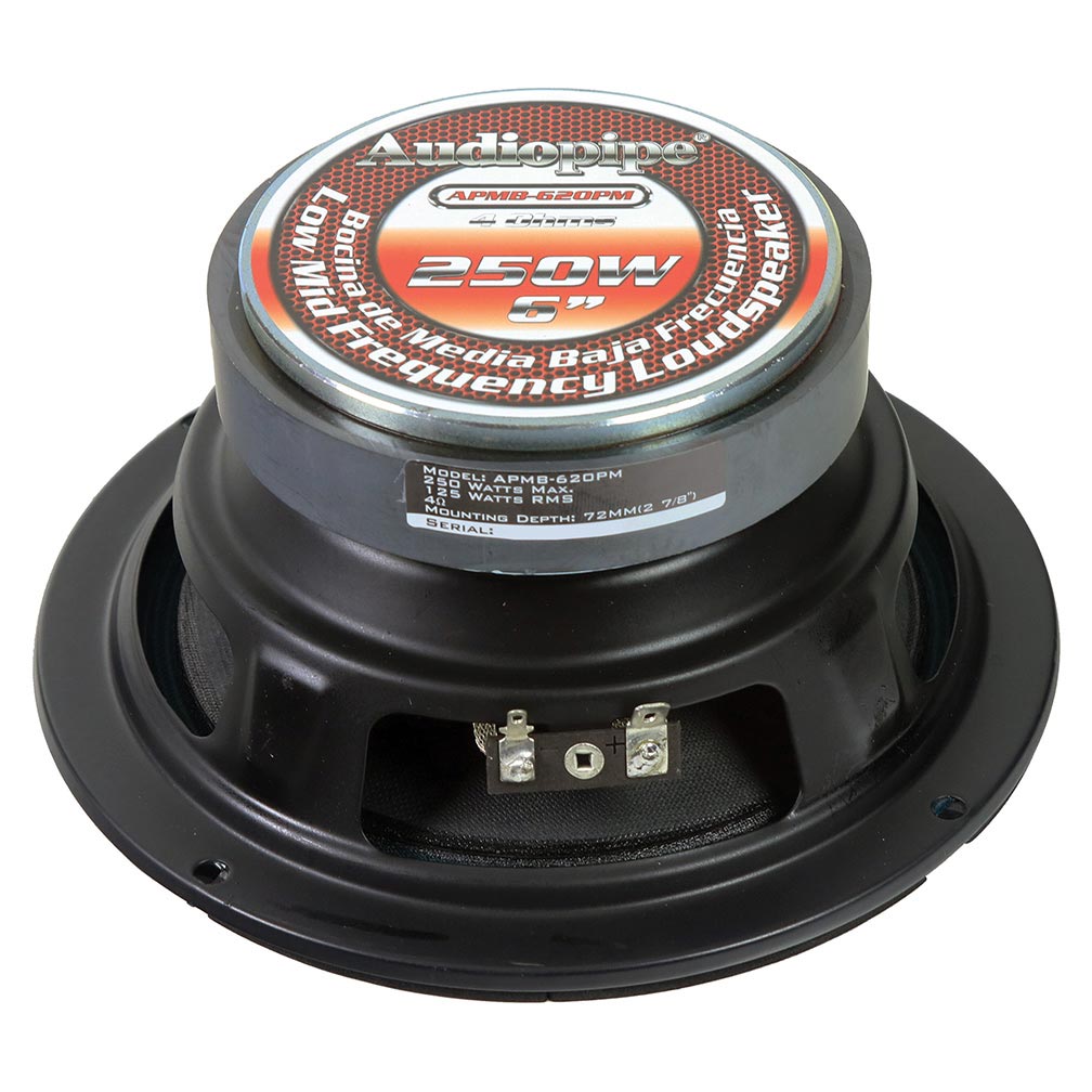 Audiopipe APMB620PM Low Mid Frequency Loudspeaker 6" 250W Max Each