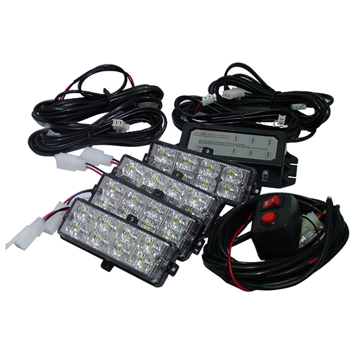 Street Vision SV4LED281W L.E.D Grill Strobe Light Kit4 Pods White