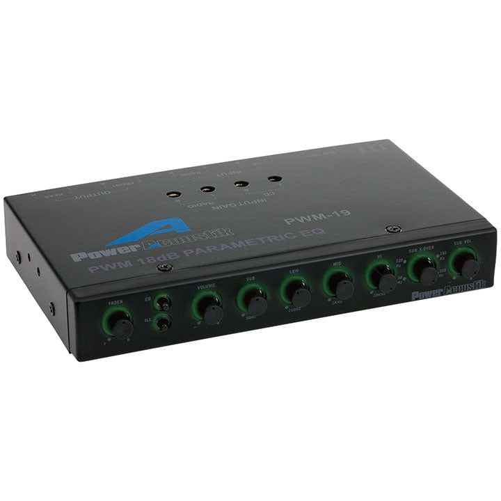 Power Acoustik PWM-19 Pre Amp Equalizer with Subwoofer Gain Control and Four Way Fader