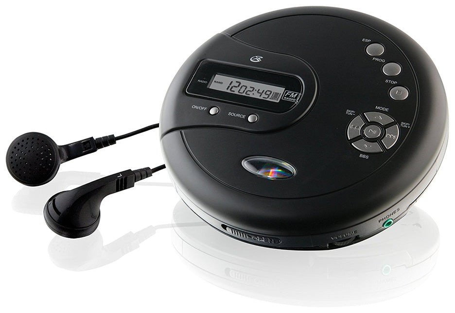 GPX PC332B Portable CD Player AntiSkip Protection FM Radio Stereo Earbuds Black