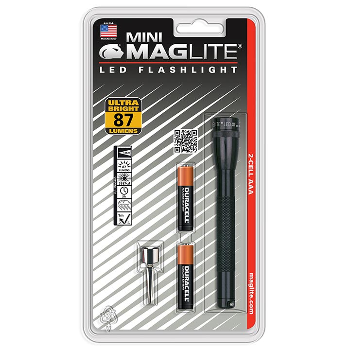 Maglite SP32016 2 Cell AAA Mini Led Flashlight Black-Blister Pack