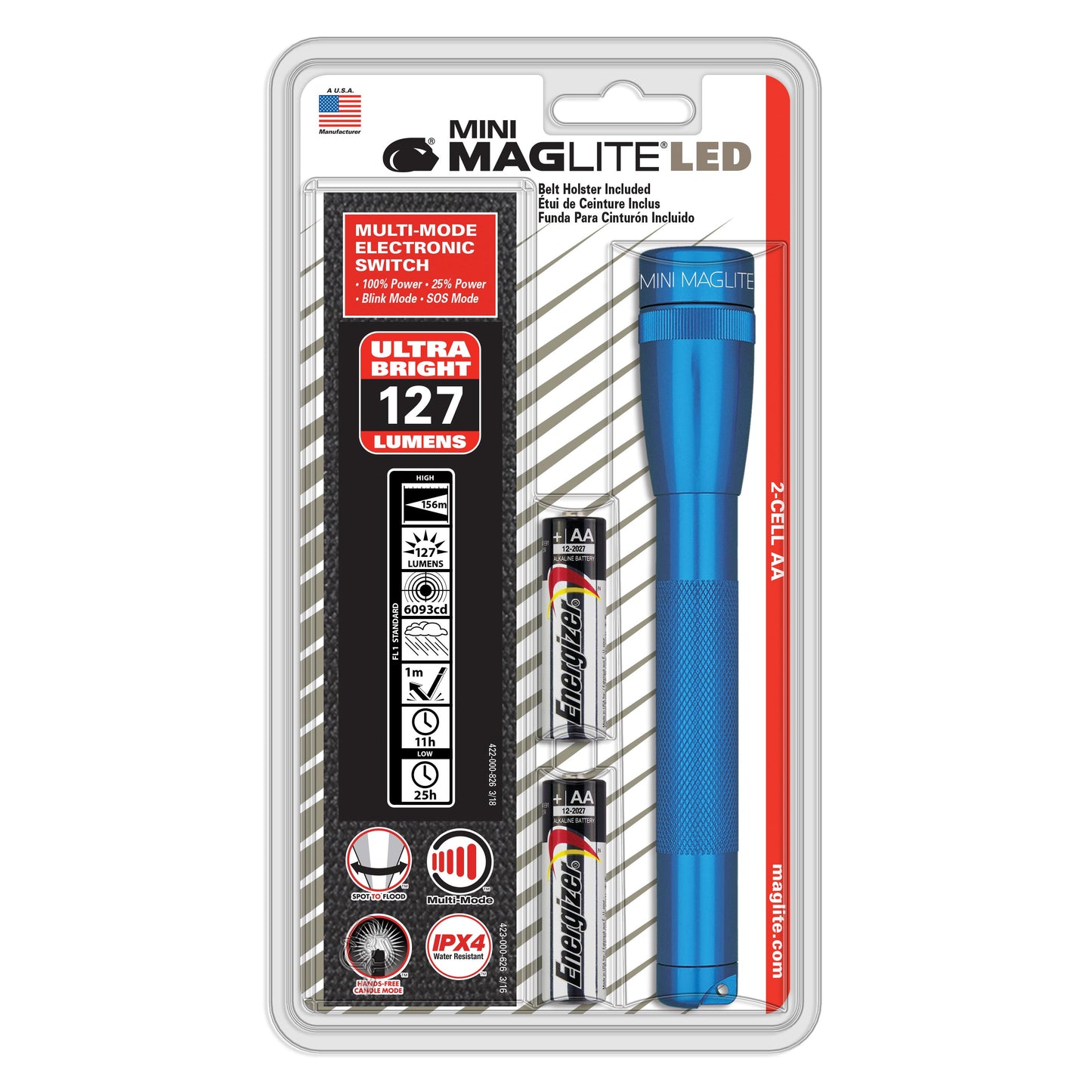 MAGLITE SP2211H LED 2-Cell AA Mini Flashlight, Blue