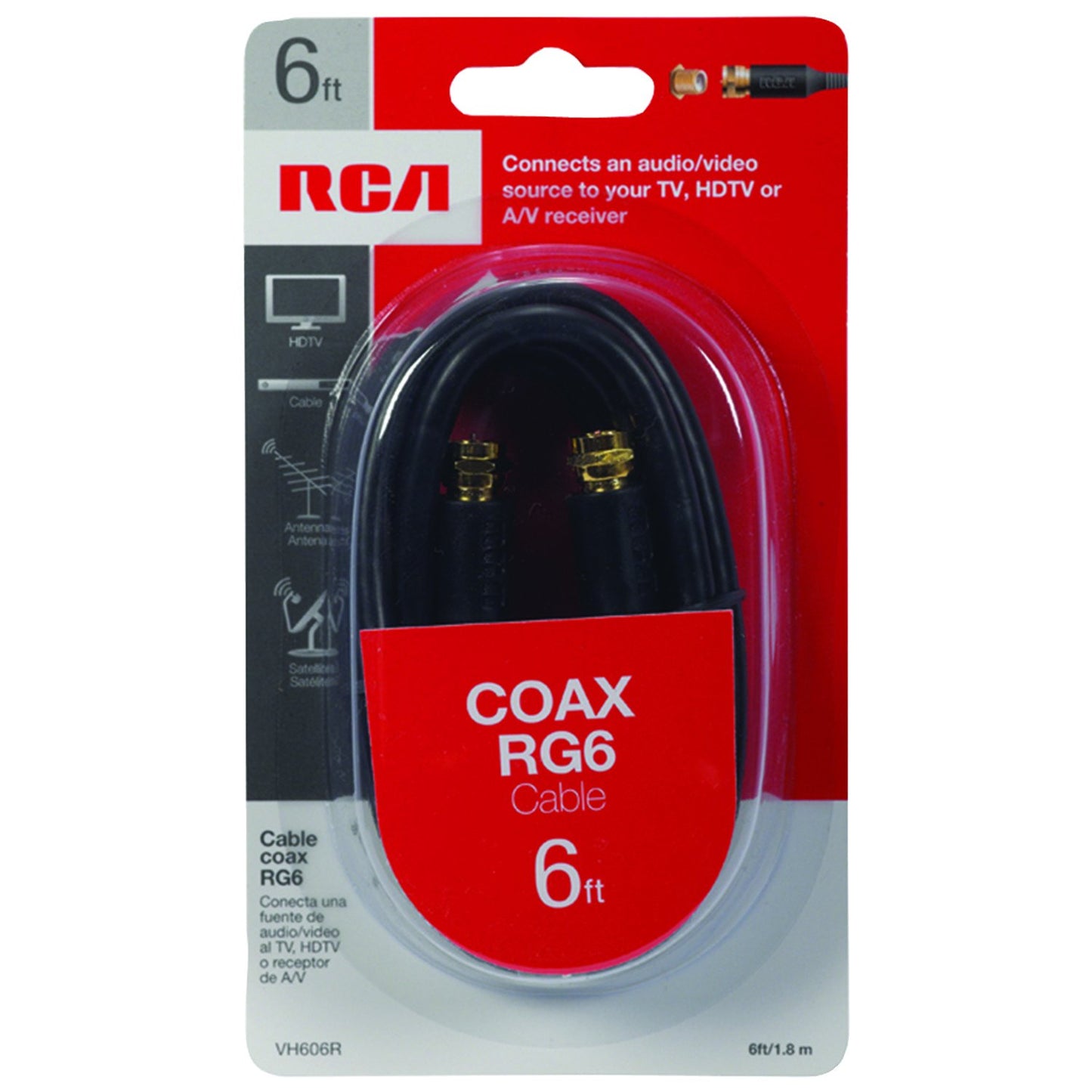 RCA VH606R RG6 Coaxial Cable (6ft; Black)