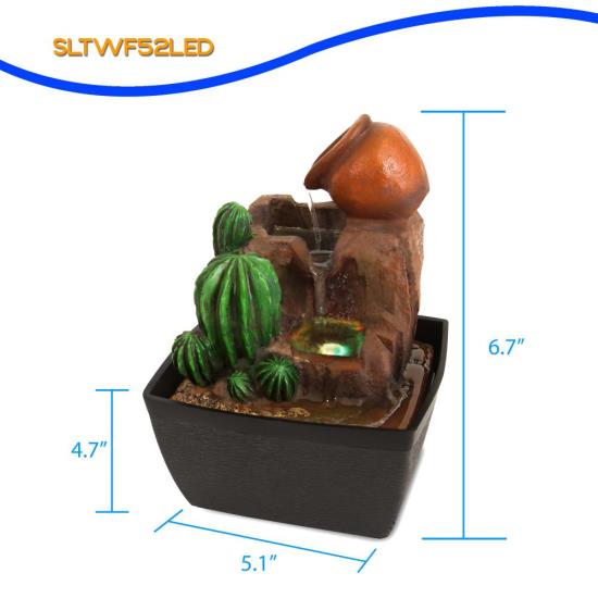 SereneLife SLTWF52LED 3-Tier Waterfall Electric Fountain Indoor Outdoor Decor