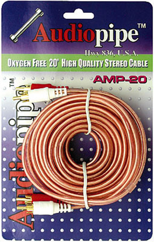 Audiopipe AMP20 Rca Cable 20 Audiopipe Ofc Clear Installer Series