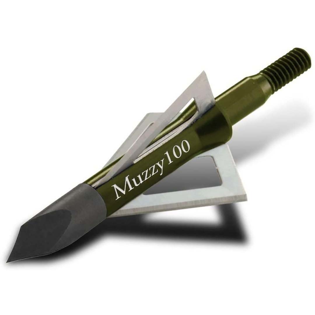 Muzzy 225 Bowhunting 3 Blade Archery Arrow Broadhead, 100 Grain (6-Pack)