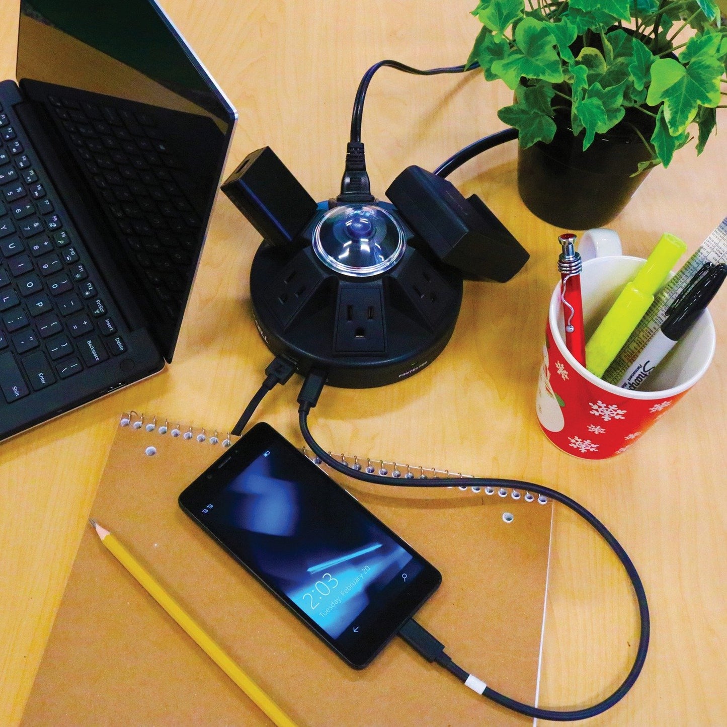 Accell D080B-033K Powramid C Power Center Surge Protector w/USB Charging Station